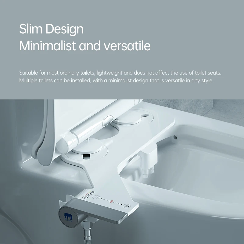 Left-hand bidet toilet seat attachment, non-electric plastic modern wall-mounted bathroom fixture