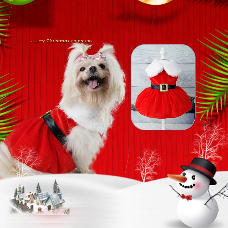 Small middle Dogs Christmas Dog Dresses Clothes Summer Christmas Cosplay Cat Pet Dog Dress Fancy Princess Puppy winter Dress