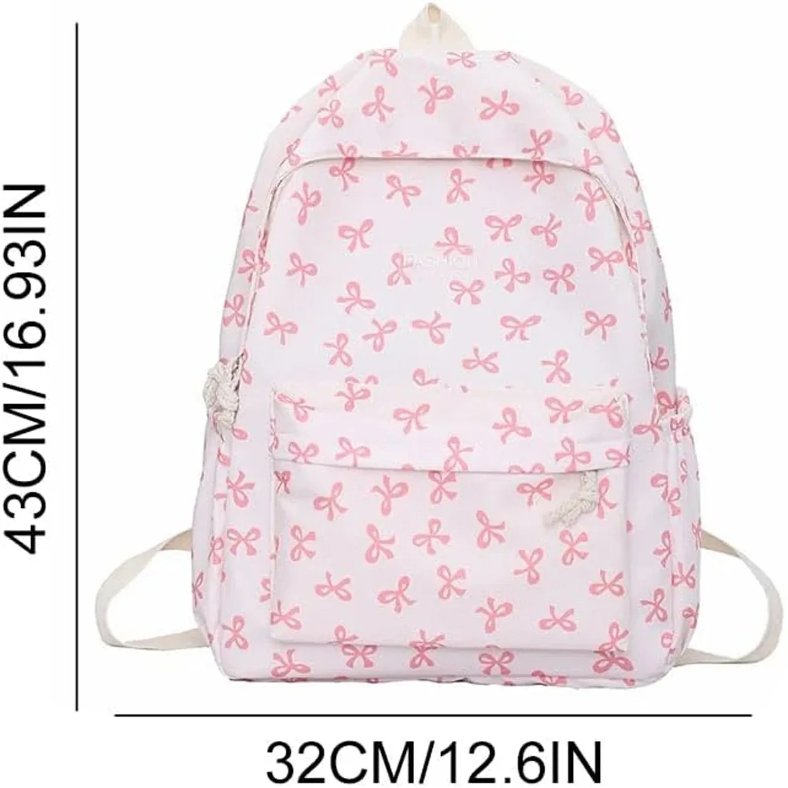Cute Bows Printed Backpacks Student Laptop Bag Girls Travel Backpack Fashion Schoolbags Large Capacity Dual-Shoulder Bag