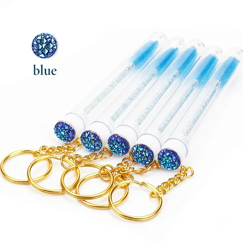 Keychain Eyelash Brush Tubes  Wands Makeup Tools With Reusable Sparkling Lash Spoolies With Container Case In Tubes Lash Mascara