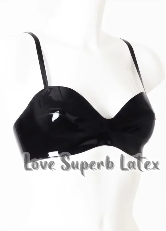 

Сексуальный черный латексный бюстгальтер, нижнее белье, сексуальный латексный топ, одежда для женщин с пряжкой на спине, Хэллоуин
