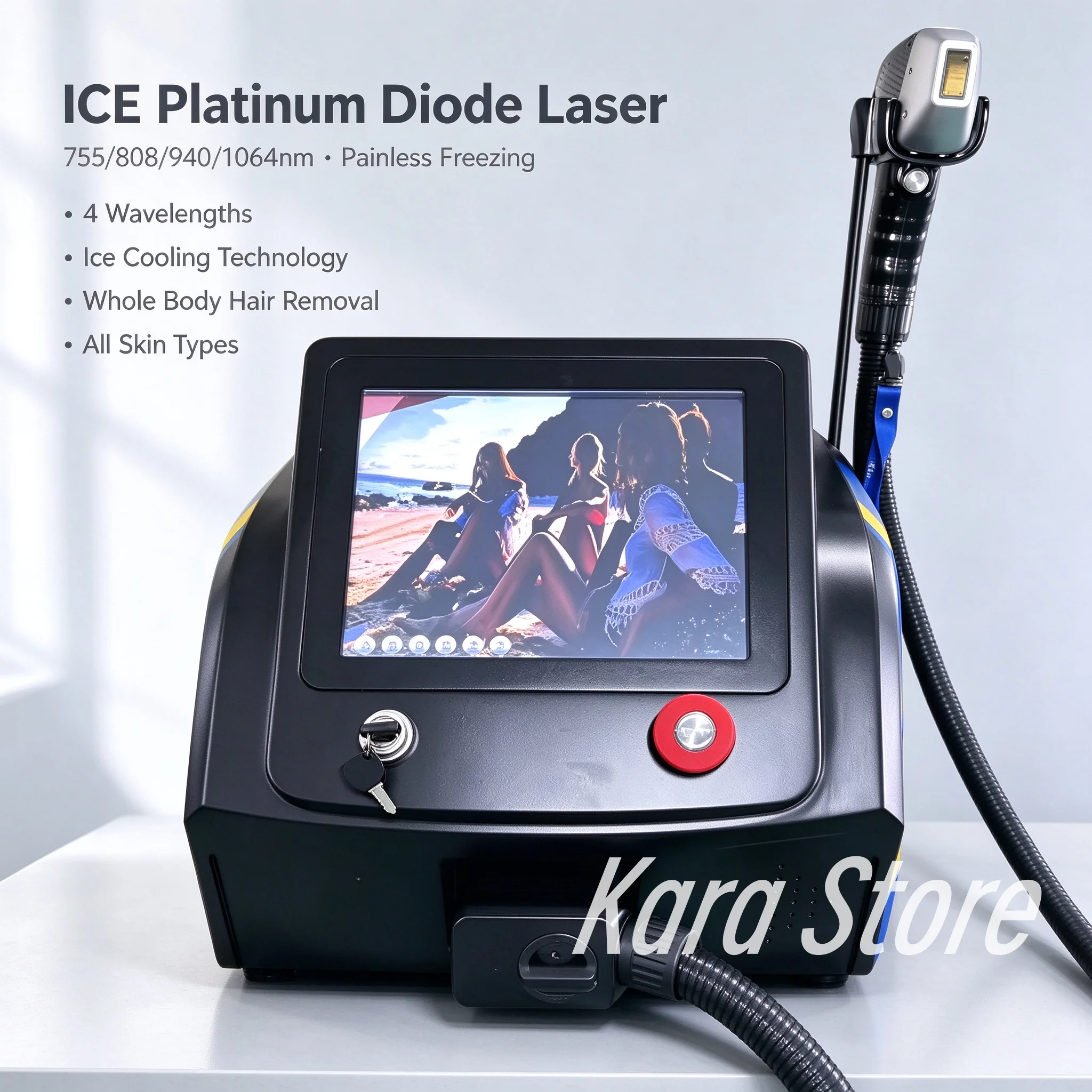 Portable cold triple laser 755 808 1064 device Three wavelength painless 808nm hair removal machine