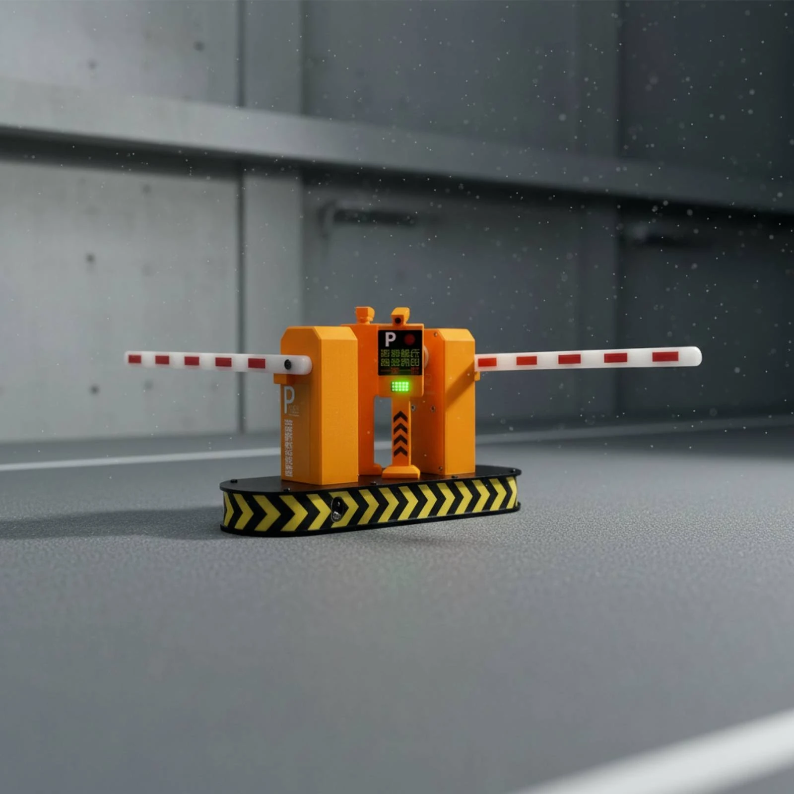 toy-parking-gate-with-dual-arms-3d-printed-parking-barrier-model-miniature-desktop-for-hobbyists-diorama-display-layout