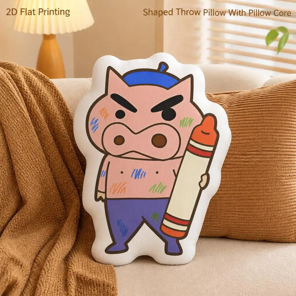 Kawaii B-Buriburizaemons Pig with Pencil Throw Pillow Shaped Stuffed Cushion Cute Cartoon Home Decor Sofa Bedroom Living Room