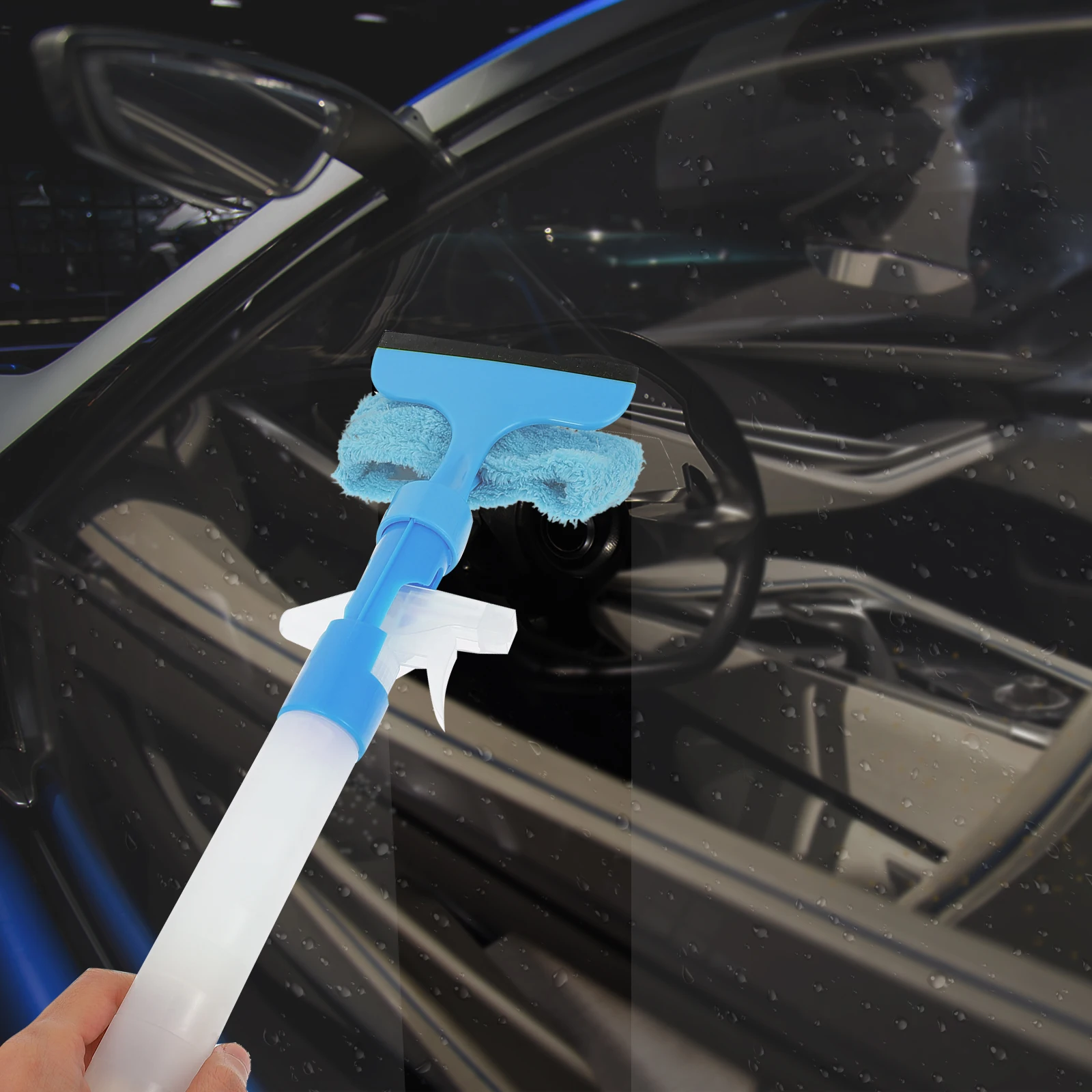 

2pcs Multi-function Glass Wiper Tile Water-jet Cleaner Squeegee Tool Dirt Removal Spray Bottle Window Scraper