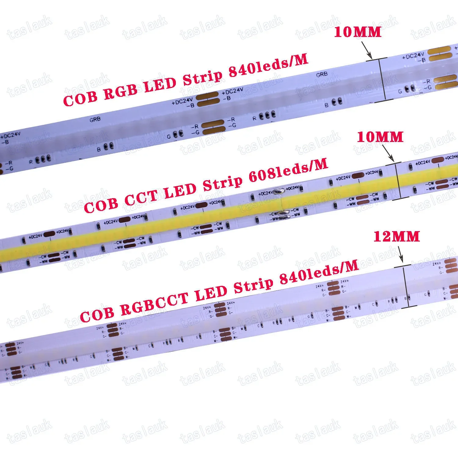 CCT/RGB/RGBW/RGBCCT pasek COB LED światła wysokiej gęstości Flex taśma oświetleniowa LED ściemniania FOB liniowa wstążka DC12V/24V