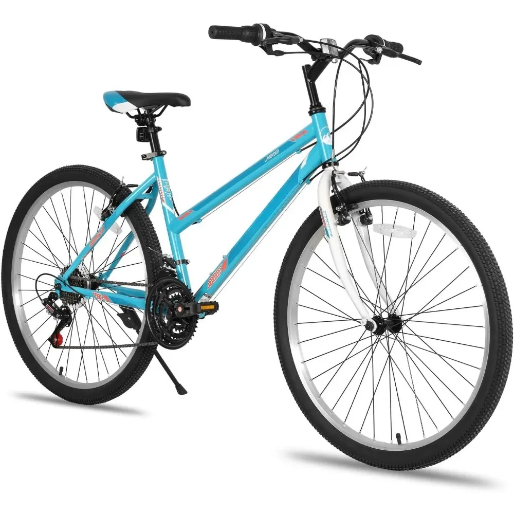 

Bamcbase Womens Mountain Bike, 24 26 Inch 21 Speeds Hybrid Commuter Bicycle for Adults, Sport Hardtail Trail MTB