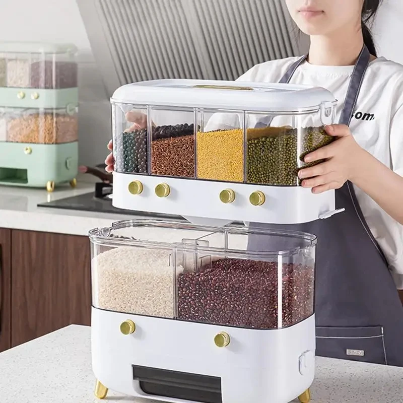 Dry Food Dispenser For Food Grid Kitchen Grain Storage Container For Rice Black Rice Corn Soybean Grain Dispenser Rice Bucket