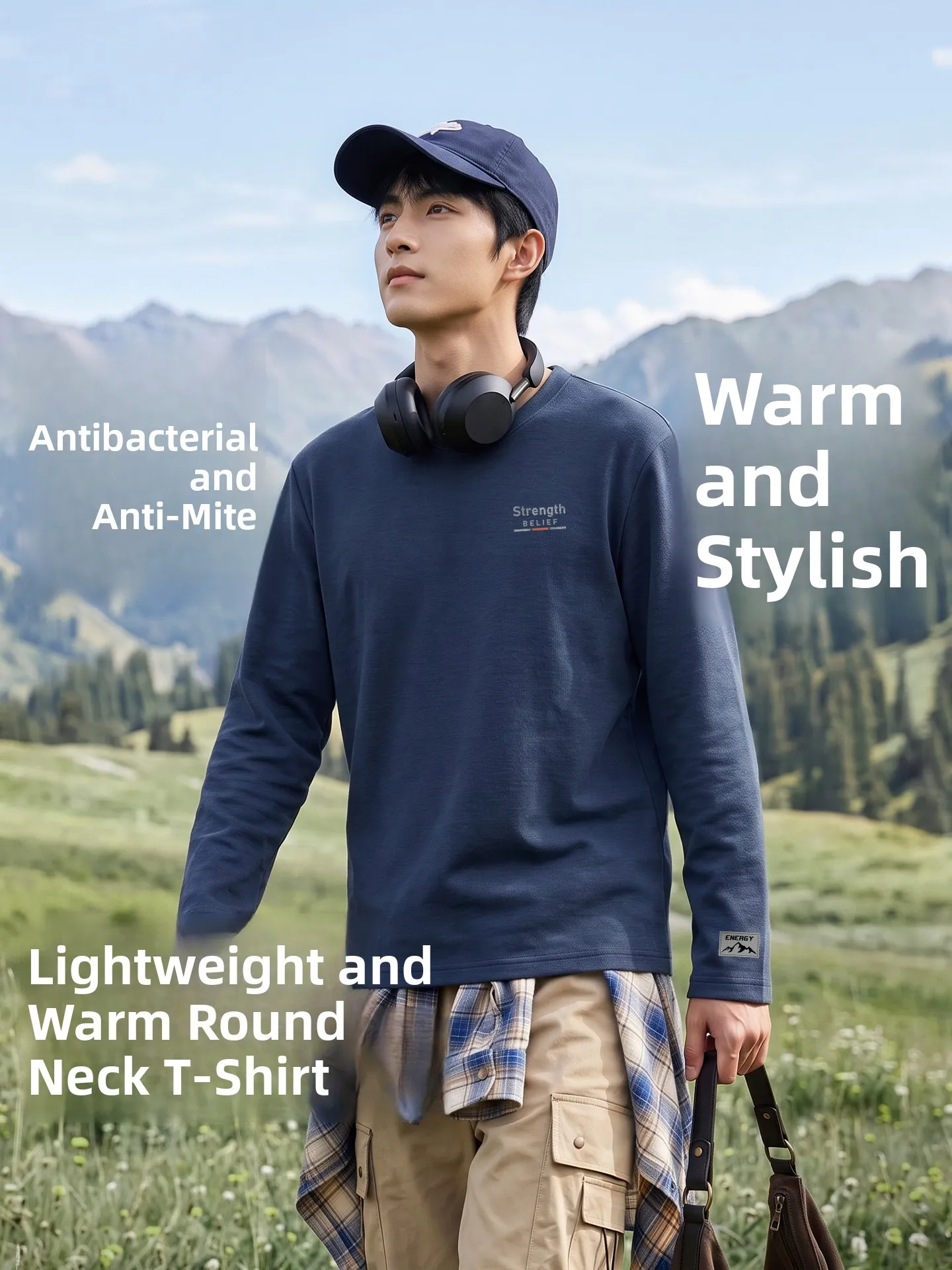 Baleno Men's Thermal Long Sleeve T-Shirt Double Fleece Warmth Regular Fit Polyester Blend Winter Base Layer Shirt