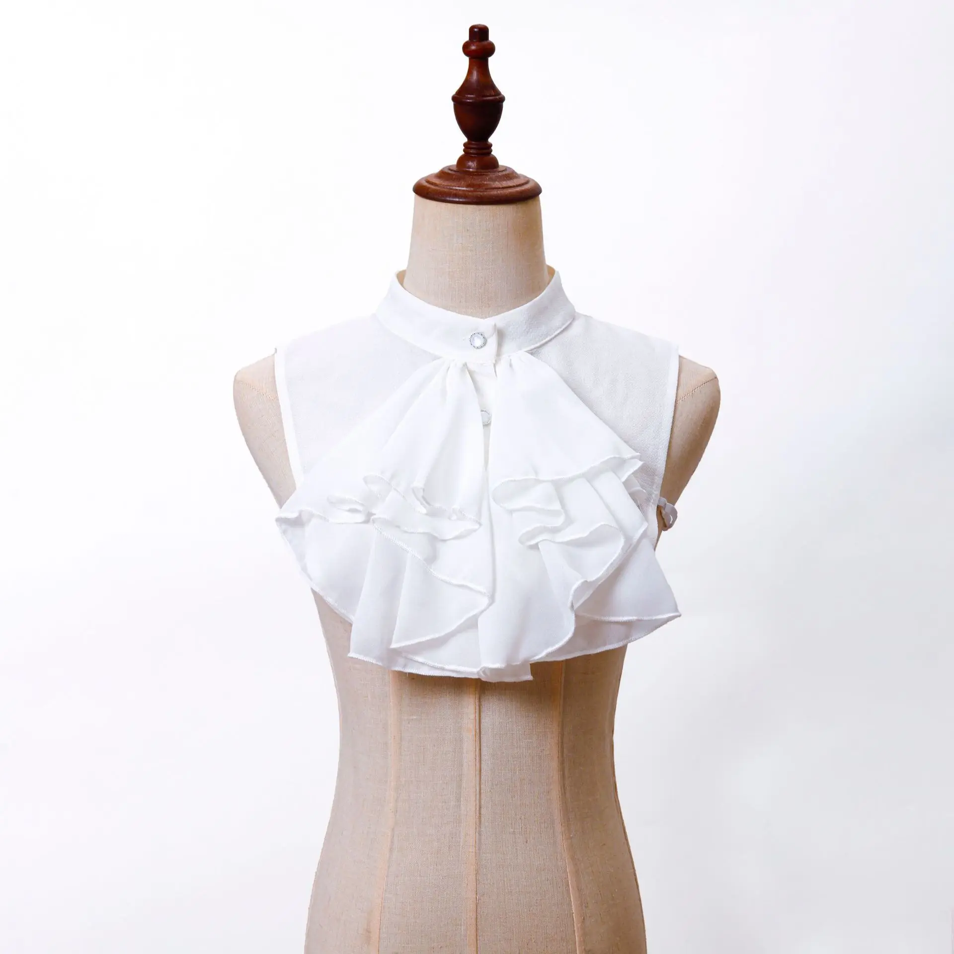 Cuello Falso de Estilo Victoriano Barroco Vintage, Accesorio de Corbata, Cuello Falso Desmontable, Elegante Cuello con Volantes Unisex
