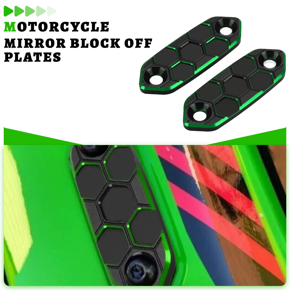 

Motorcycle For Kawasaki Ninja 650 300 400 500 ZX-6R ZX-4RR ZX4R Rear View Mirror Hole Cap Block Off Base Plates Cover Decorative