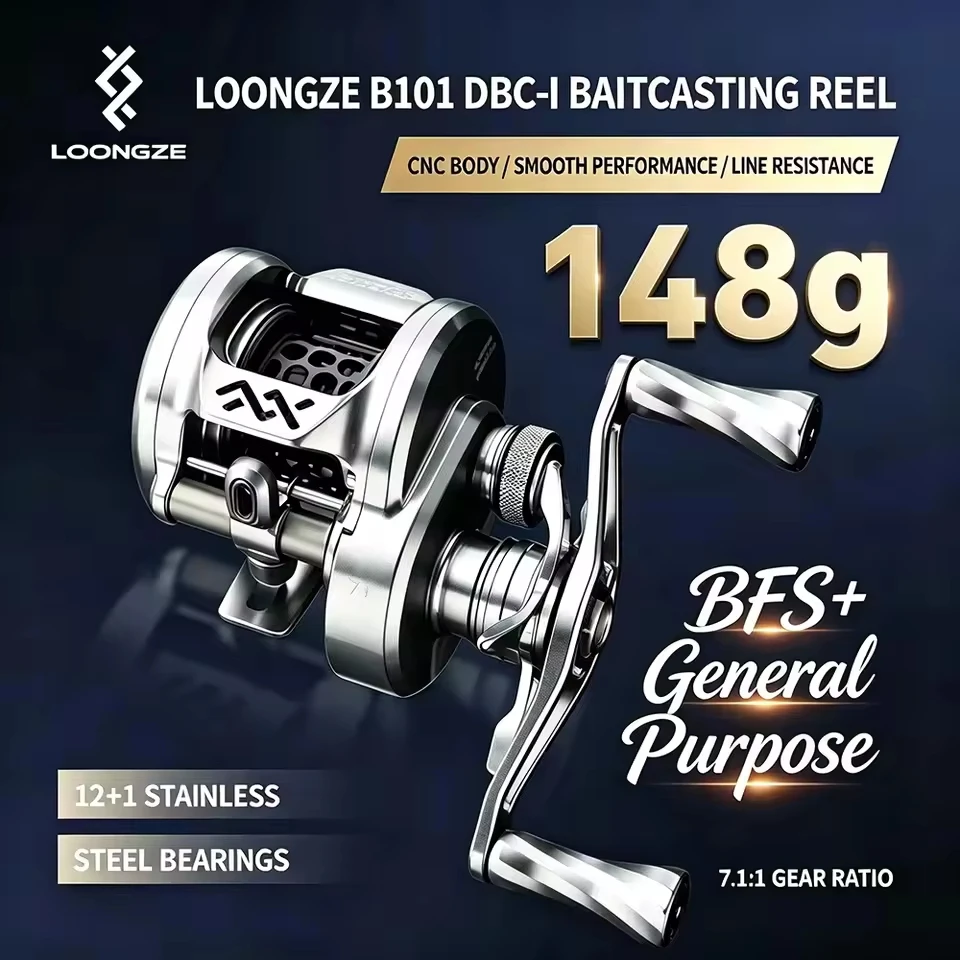 Loongze Airlite B100/200DBC-I Series BFS Baitcasting Reel All-Metal Electromagnetic Brake System for Bait Finesse Fishing