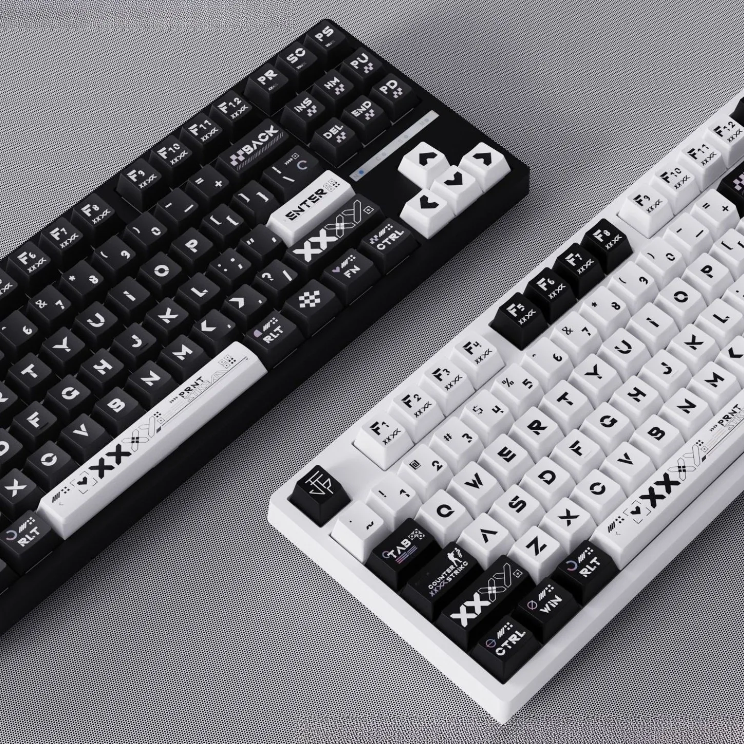 

Black White Double Color Printed Cherry Keychain Kit PBT Engraved MX Switch HI75 HI8 68 F99 104 64 Wooting Mechanical Keyboard