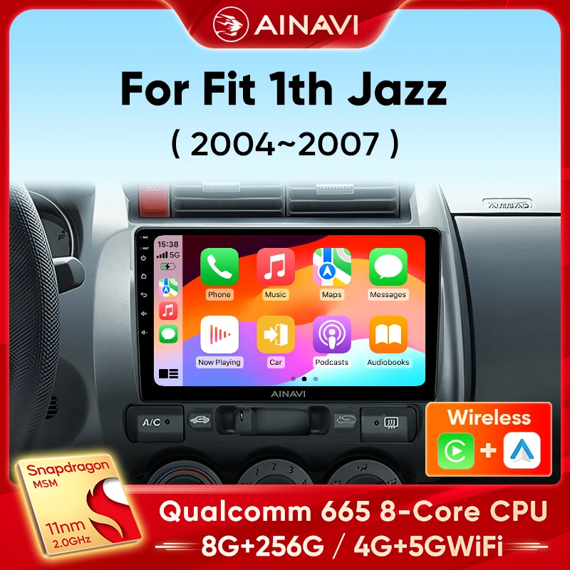 

Ainavi Car Stereo Radio Multimedia Wireless Carplay Android Auto For Honda Fit Jazz City 2003 2004 2005 2006 2007 2 din GPS DSP