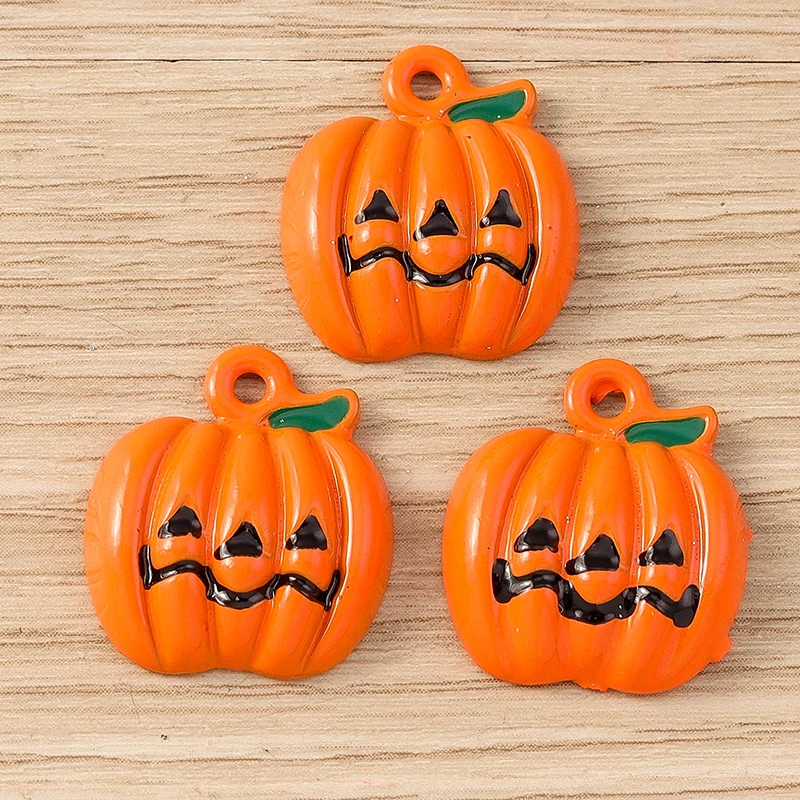 Tusember 10 Teile/los Emaille Nette Halloween Kürbis Charms Anhänger für Ohrring Armband Handgemachte Halskette Halloween Schmuck DIY – Detail 8