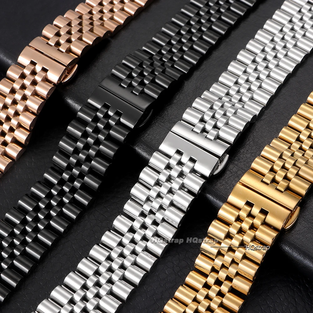 Massives Edelstahl-Uhrenarmband für Rolex, flaches, gebogenes Endband, Schmetterlingsverschluss, Ersatzgürtel, 12, 13, 14, 16, 17, 18, 19, 20, 21, 22 mm – Detail 6
