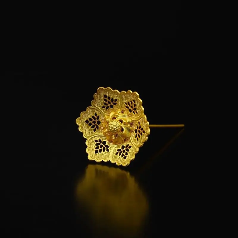 Guofeng Brass Gold-plated Hanfu Headwear Small Flower Hairpin Hairstyle Can Be Used As A New Year's Gift for Family