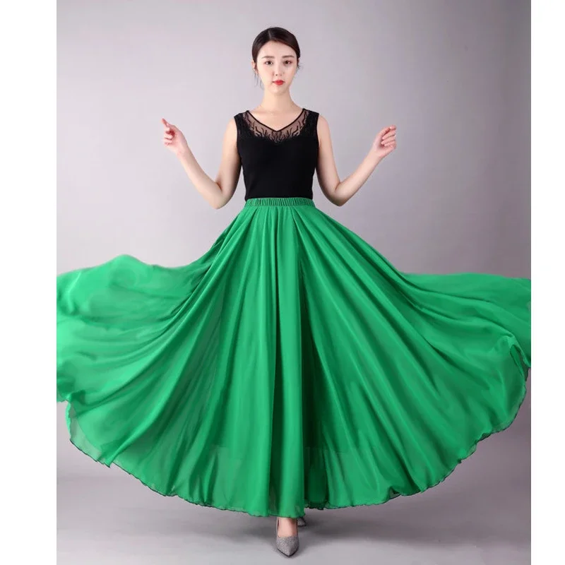 17-farbiges Flamenco-Tanzkostüm Bauchtanz Eleganter Chiffonrock 720-Grad-Schwingrock Cosplay Bühnen-Abendkleid Strandrock – Detail 13