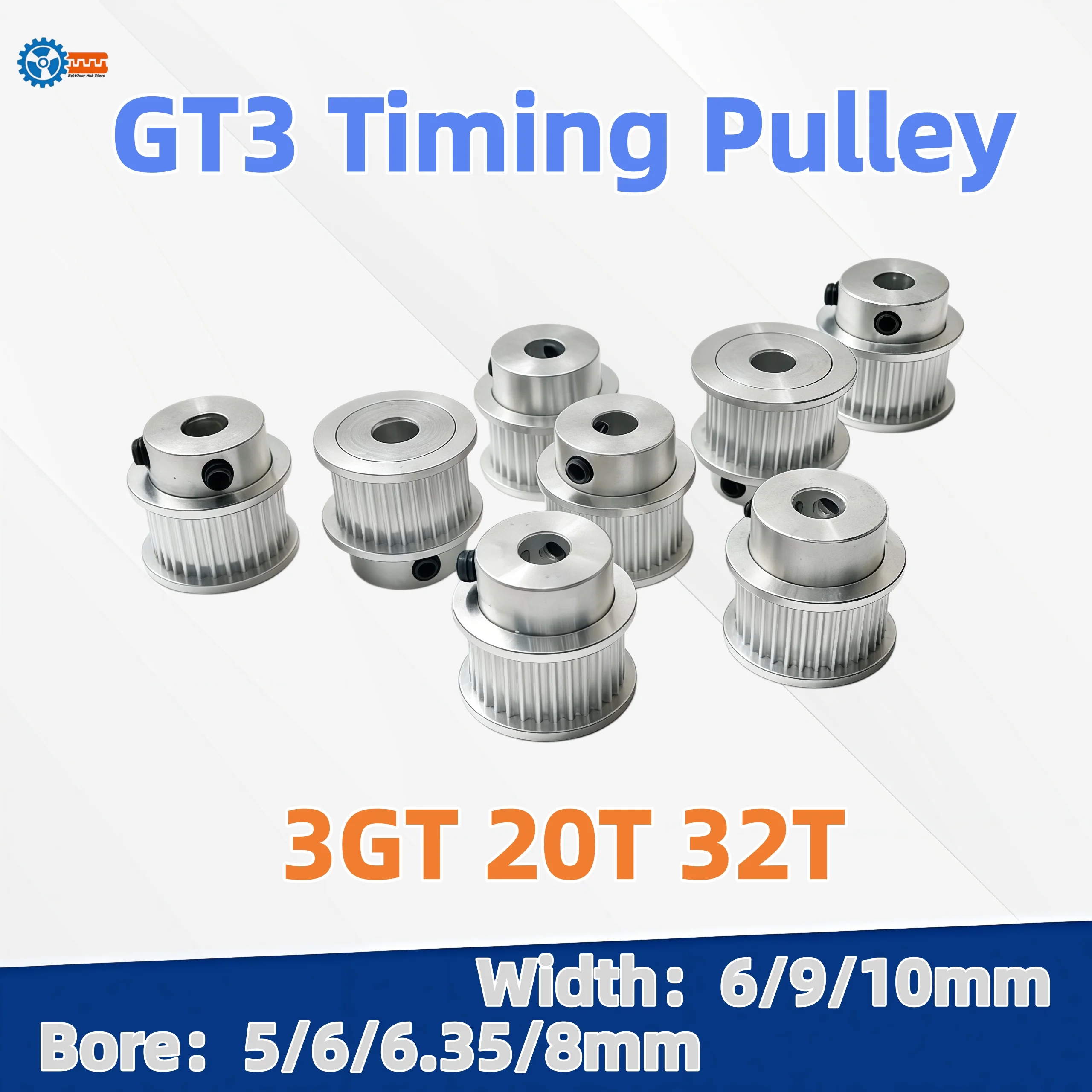 

1/2/5/10pcs GT3 20Tooth 32Tooth Timing Pulley Bore 5/6/6.35/8mm For Belt Width 6/9/10mm Synchronous Wheel Timing Pulley