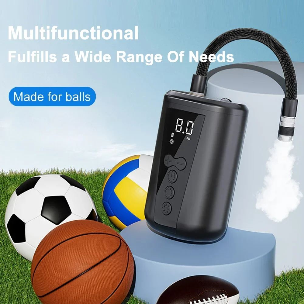 EAFC Digital Ball Air Pump With LED Light Wireless Inflator Air Compressor Pressure Gauge for Football Volleyball Basketball