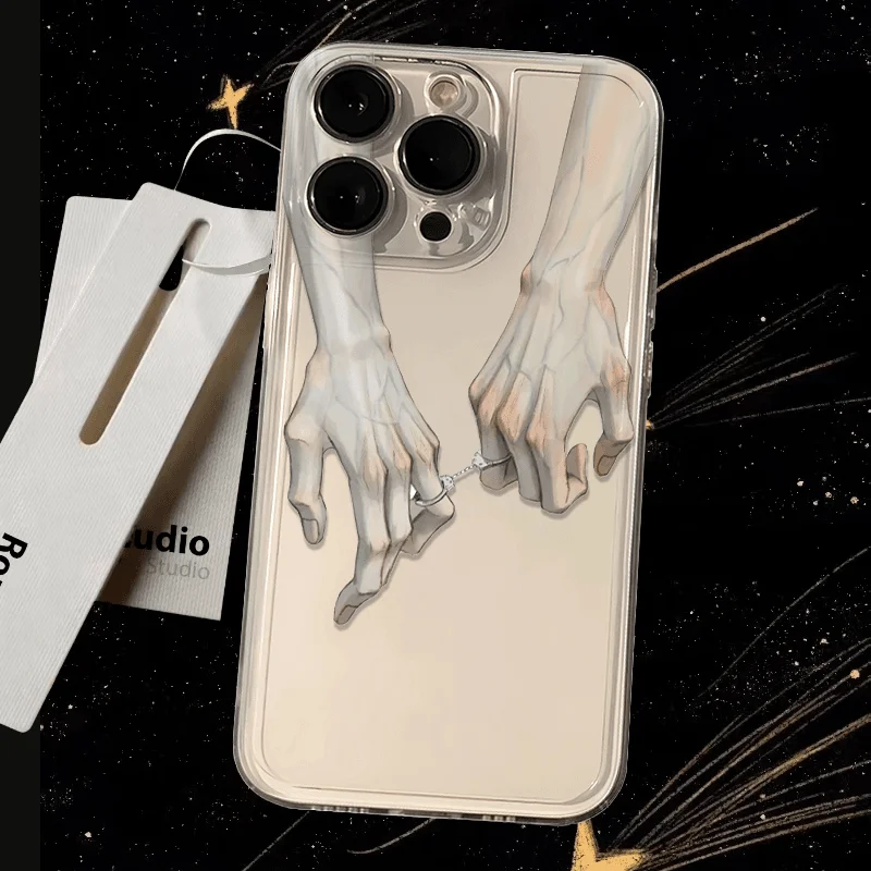 Чехлы для телефонов с парной ручкой для iPhone 16, 15, 14, 13 Pro Max 13 12 Mini 8 7 Plus 12 ProMax, мягкий прозрачный чехол