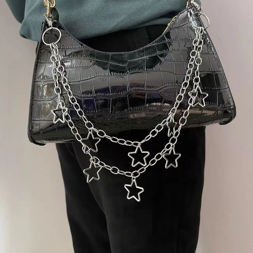 Fashion Metal Geometric Pendant Pant Chain Y2K Harajuku Pentagram Waist Chain Gothic Keychains