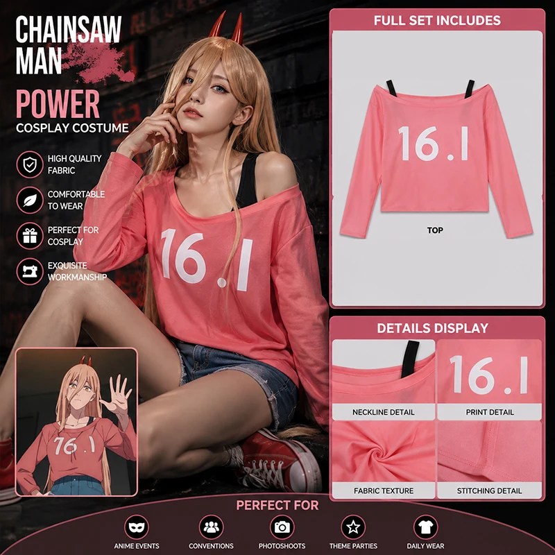 Anime Cosplay Chainsaw Man - Anime Chainsaw Man Power T-Shirt Cosplay