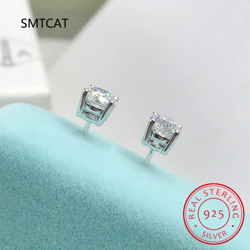 100% 925 Sterling Silver Reale 2 Carati 8mm Moissanite Quattro Artigli Orecchini con perno Per Le Donne Scintillante Matrimonio Gioielleria Raffinata