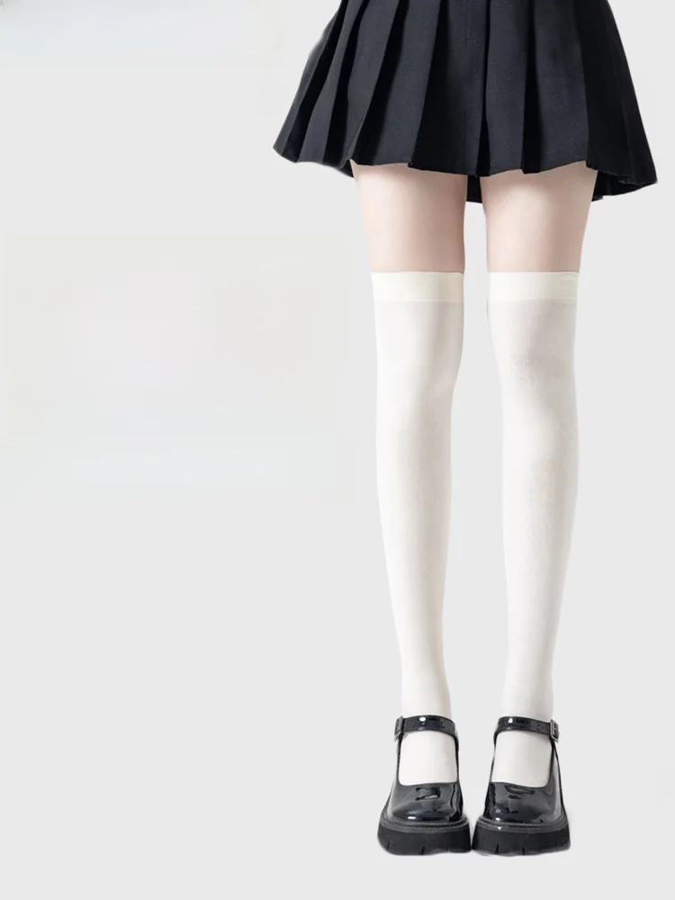 

White Prure Sos JK Leggings Mid-Calf High-Calf Pure Color Slimming Summer Spring Versatile Over-Knee Stoings