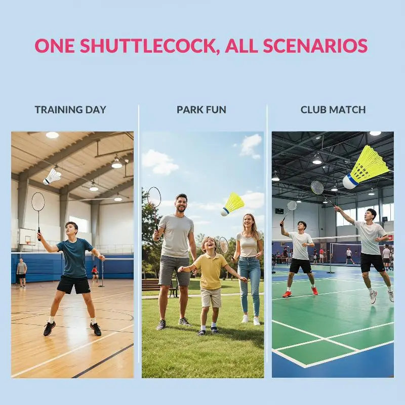 Gelbe, strapazierfähige Badminton-Federbälle aus Nylon, 3/6/12 Stück, für Kinder, Erwachsene, zum Training zu Hause, für Anfänger und zum Üben von Badminton. – Detail 16