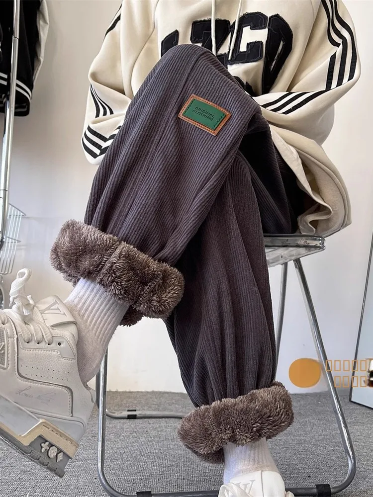 

Мужские вельветовые брюки Cleanfit: осенне-зимние, утепленные флисом, с манжетами, повседневные, в американском стиле, премиум-класса, свободного кроя, верхняя одежда