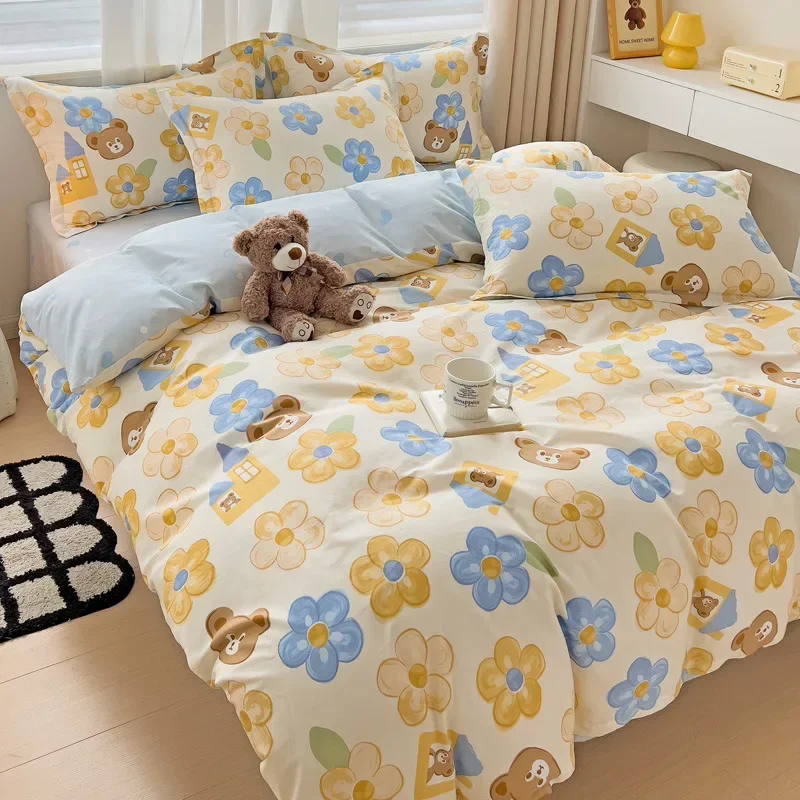 

All seasons universal cotton ins wind fresh and versatile student dormitory household three-piece set four-piece bed sheet
