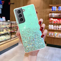 Bling Glitter Silver Foil Silicone Case For Samsung Galaxy S23 S22 S21 S20 Ultra FE S10 Lite S10E S9 S8 Plus Soft TPU Cover