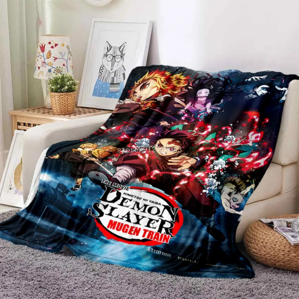 Cartoon Demon Slayer Blanket Couch Quilt Cover Travel Bedding Outlet Throw Blanket Flannel Blanket Bedspread