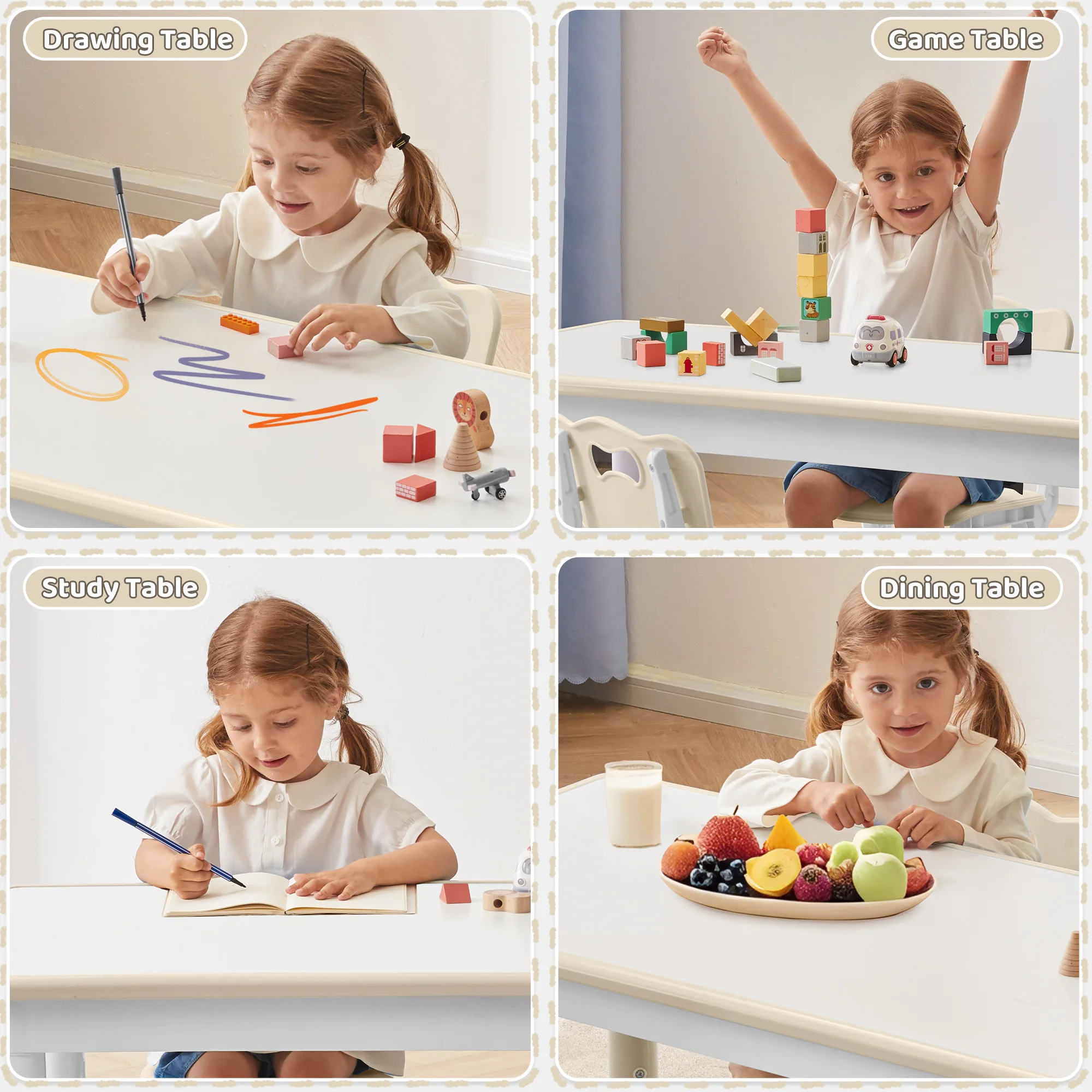 Kids Table 31.5" × 23.6", 7-Level Height Adjustable Toddler Activity Table, Graffiti-Proof Plastic Desk for Ages 3-8, Home & Daycare - view 6