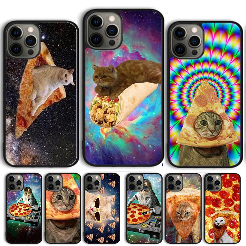 Cool pizza space cat Phone Case Cover For iPhone 15 16 14 13 12 Pro Max mini 11 Pro Max XS XR Plus Coque Shell