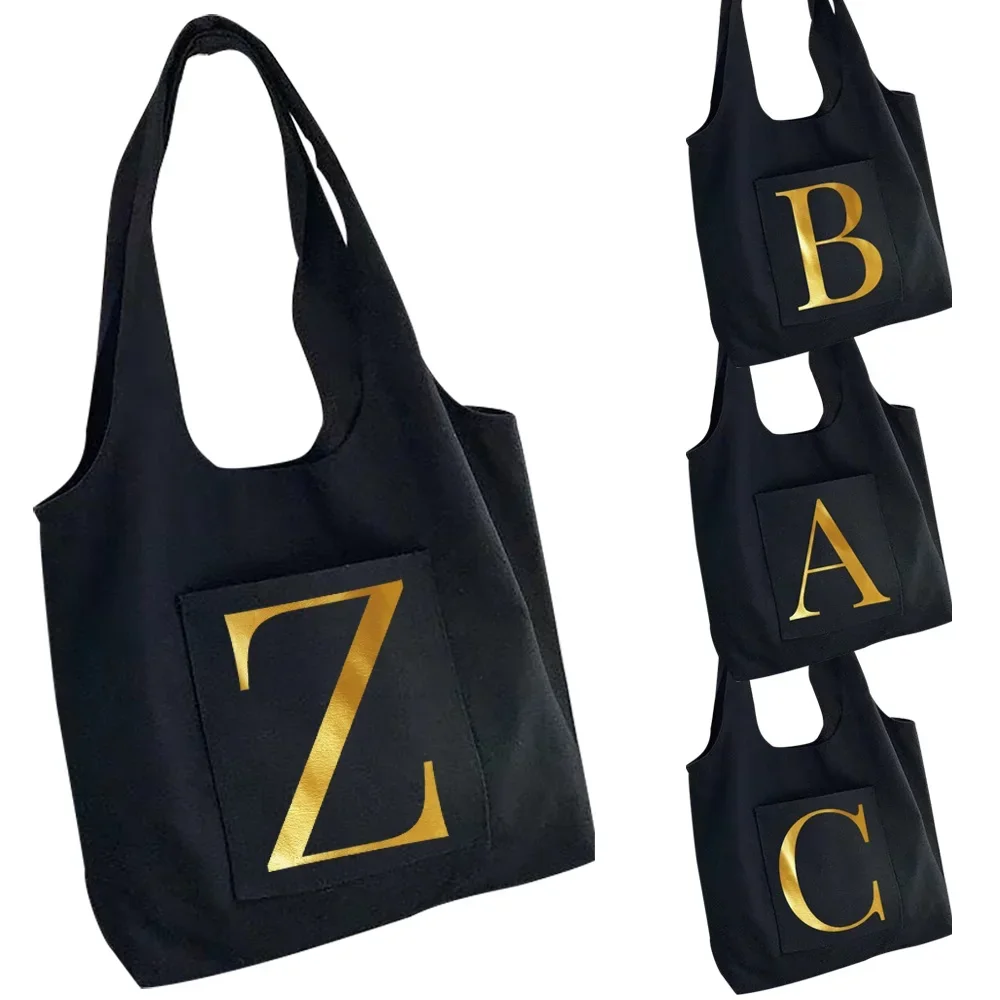 

Tote Bag Canvas Bag Women Shopper Bags Portable Messenger Shoulder Bags Letter Print with Side Pocket Storage Handbags