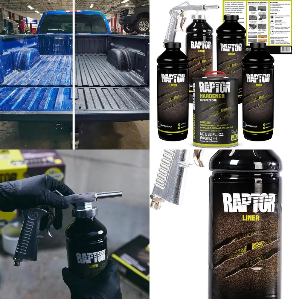 

U-POL Raptor Black Urethane Spray-On Truck Bed Liner Kit, Protective Paint with Spray Gun, for Tailgates & Trucks, Vehicle Under
