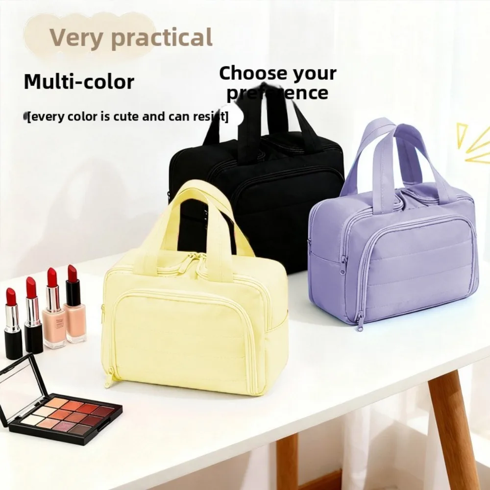 

Latest Fashion Double Open Makeup Bag with Large Capacity, High Beauty Makeup Storage, Handheld, Portable Travel Toilet Bag