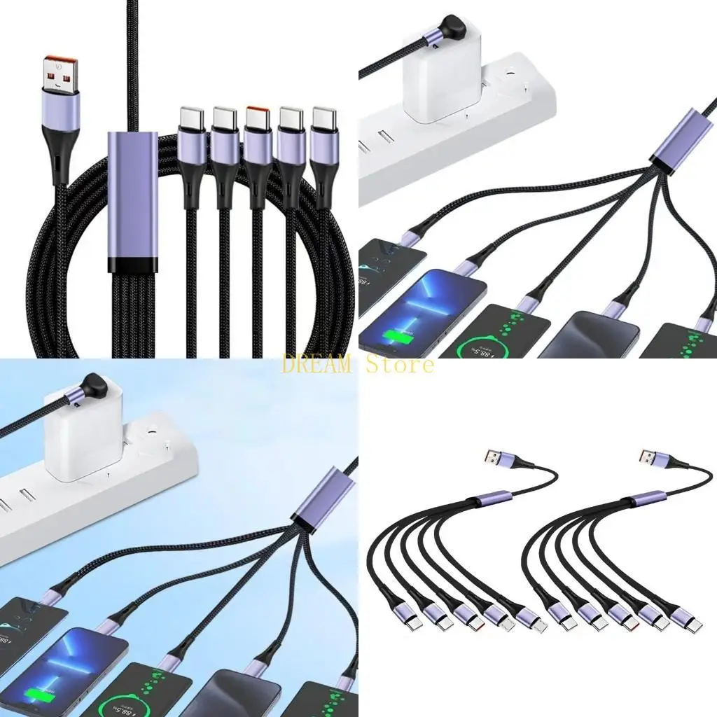 

Портативный USB-кабель для зарядного устройства мощностью 66 Вт, зарядное устройство 5 в 1 для различных электронных устройств,