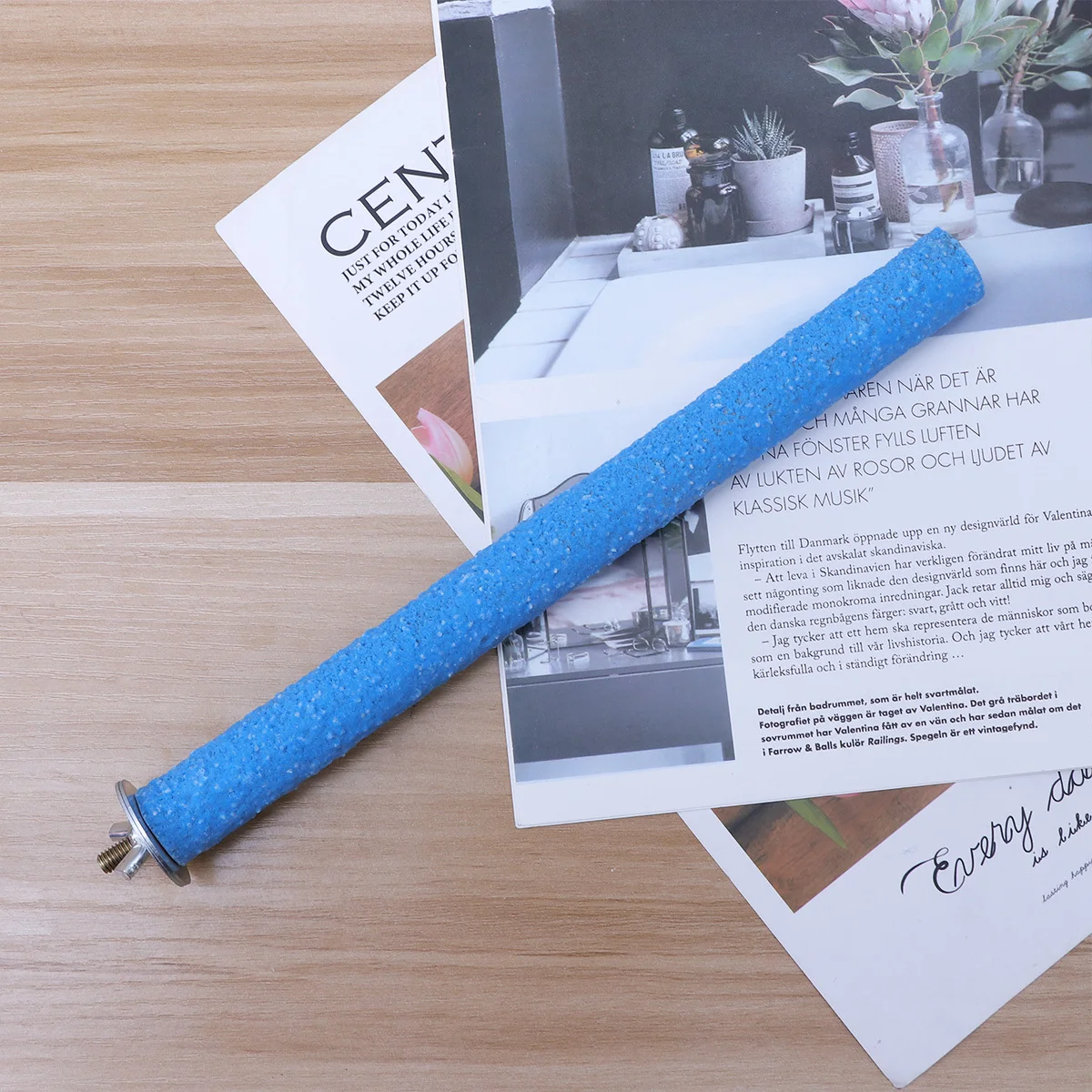 Parrot Perch Stand 2.5Cm Natural Wood Bird Play Stand Quartz Sand Coating Safe Chewable Foot Exercise For Small Birds Pet