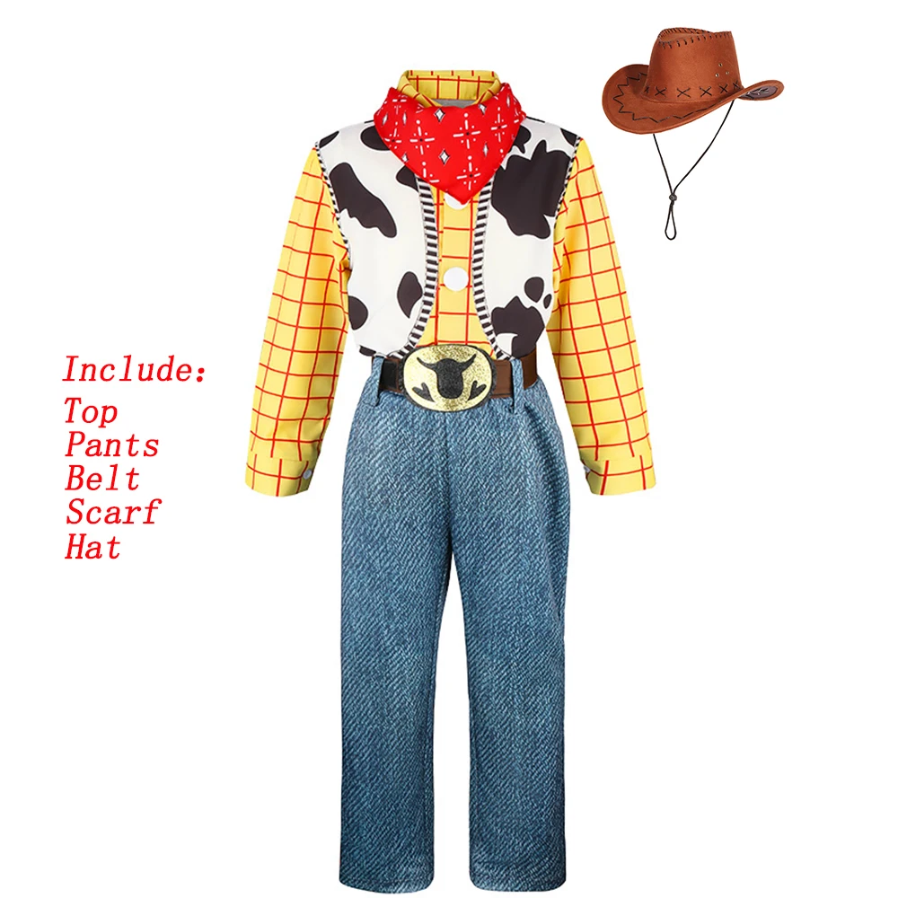 Halloween Toy Story Girls Jessie Dress Up Birthday Party Cowgirl Cowboy Western Hat Scarf Fancy Toddler Kids Masquerade Costume view 3