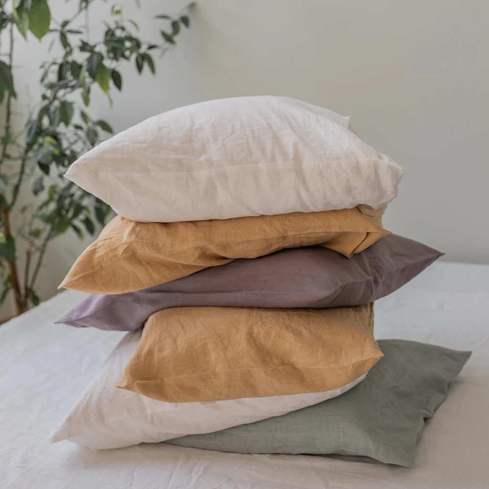 Linen Pillow Cases 100% French Natural Flax Soft Linen Envelope Pillowcases for Throw Pillows Soft and Durable All Season