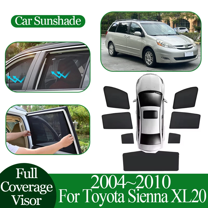 

Car Magnetic Mesh Sunshades For Toyota Sienna XL20 2004~2008 2009 2010 Anti UV Coverage Sunshade Privacy Protection Auto Parts
