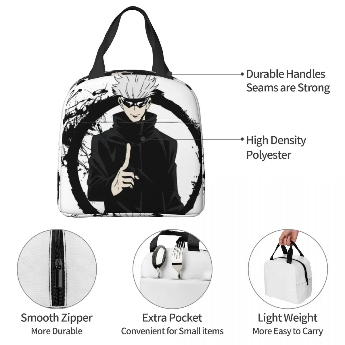 Sorcery Fight Satoru Gojo Thermal Insulated Lunch Bag Insulated bento bag Reusable Food Storage Bags cooler Tote Lunch Box