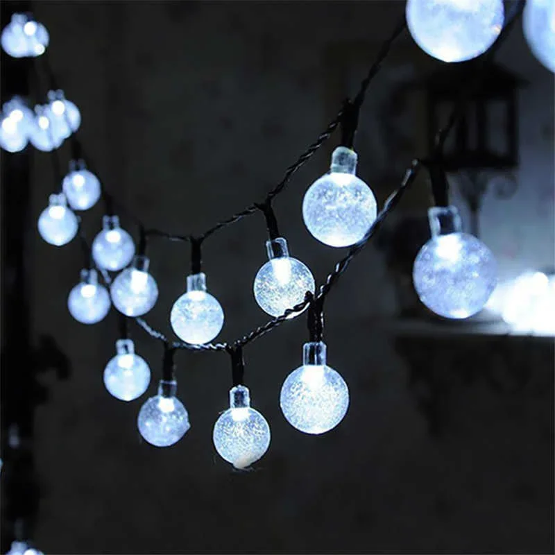5/7/12m Solar LED Crystal Globe Camping Fairy Light Wedding Party Garden Decoration Outdoor Light Outdoor Solar String Light