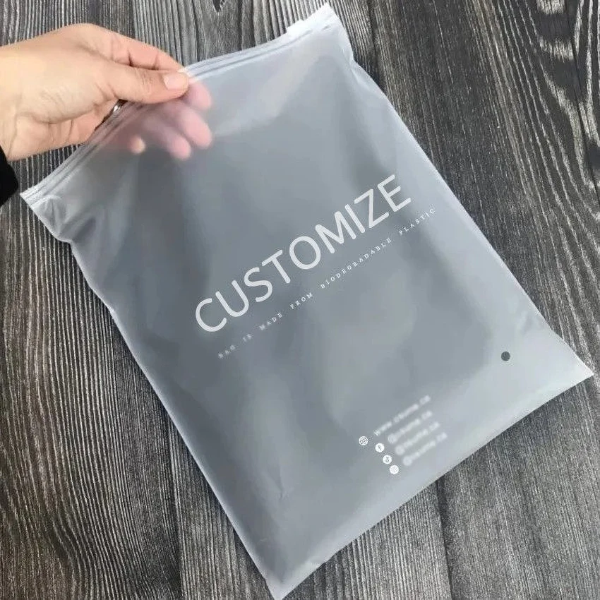 Custom Printed Zipper Bags - Eco-Friendly Frosted Zip Lock Bags, Logo Printing,for Clothing/Coat/Hoodie/Shirt Swimwear Packaging