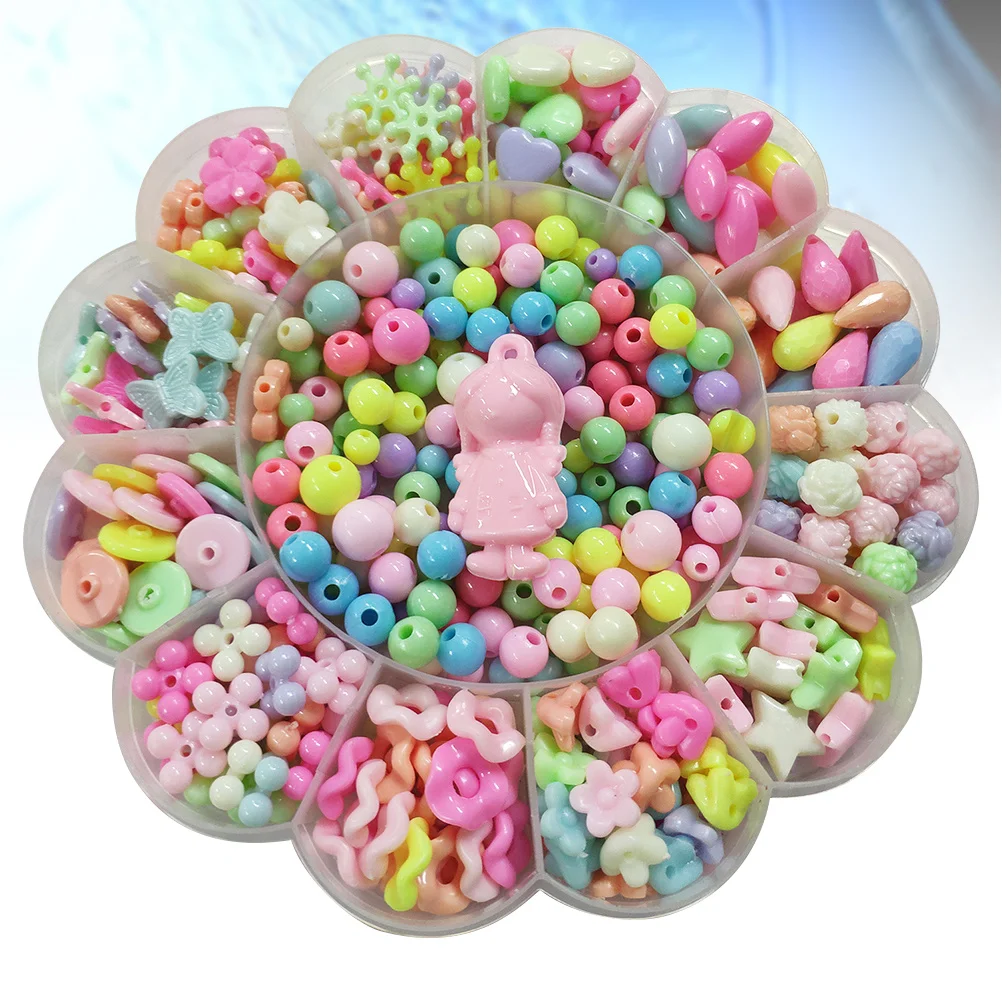 1Set 45Ge Perlen-Set für Kinder, DIY-Halsketten, Armbänder, Ohrringe, verschiedene Farben, Muster, Formen, Verbesserung der Kreativität, Fantasie
