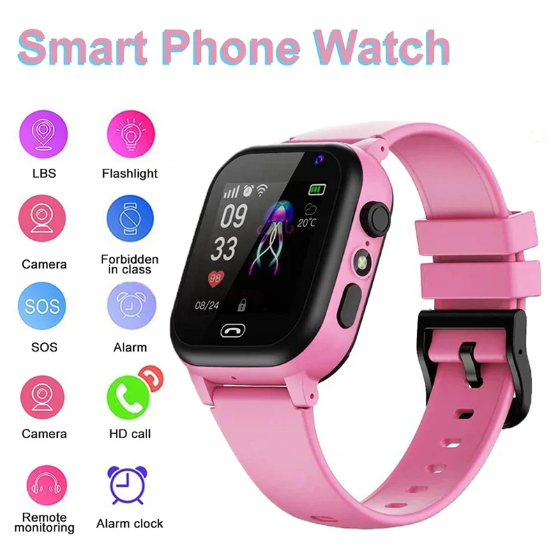 

Kids Smartwatch SOS Call LBS Tracker for Location Sim Card Supported, Clock, Camera Chat Waterproof Ideal Gift for Boys Girls.