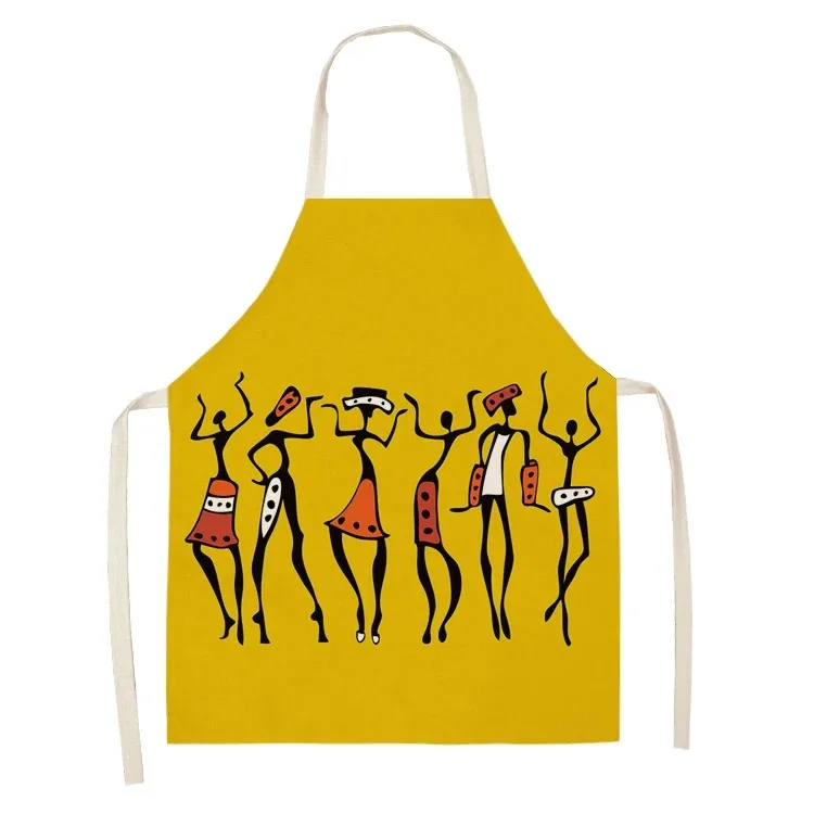 African style Kitchen Aprons for Women Cotton Linen Pinafore Bibs Household Cleaning Home Cooking Apron 53*65cm